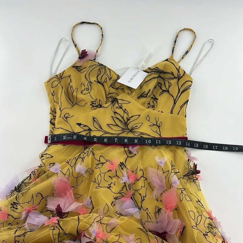 Marchesa tulle floral fairy whimsical wedding guest romantic‎ midi dress NWT